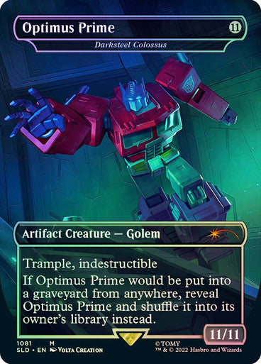 IMPORTABLE DUBAI-Darksteel Colossus (Optimus Prime) (Transformers) (Secret Lair) (#1081) (Reversible) (Borderless) Secret Lair Magic: The Gathering English Foil