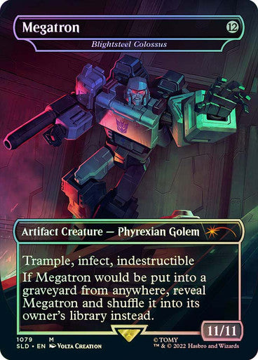 IMPORTABLE DUBAI-Blightsteel Colossus (Megatron) (Transformers) (Secret Lair) (#1079) (Reversible) (Borderless) Secret Lair Magic: The Gathering English Foil