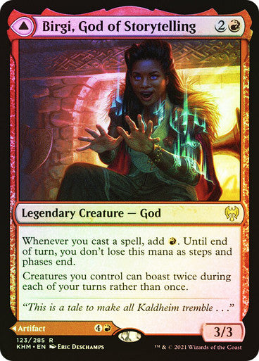 IMPORTABLE DUBAI-Birgi, God of Storytelling // Harnfel, Horn of Bounty Kaldheim Magic: The Gathering English Foil