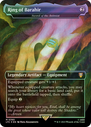 IMPORTABLE DUBAI-Sword of the Animist (Ring of Barahir) (Borderless) (Surge Foil) The Lord of the Rings Commander - Alternate Foil Magic: The Gathering English Foil