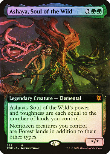 IMPORTABLE DUBAI-Ashaya, Soul of the Wild (Extended Art) Zendikar Rising - Variants Magic: The Gathering English Foil