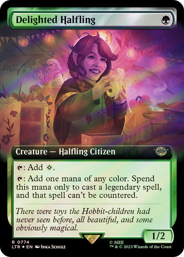IMPORTABLE DUBAI-Delighted Halfling (Extended Art) The Lord of the Rings - Foil Magic: The Gathering English Foil