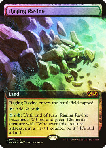 IMPORTABLE DUBAI-Raging Ravine Ultimate Masters Foil Extended Art English Magic: The Gathering
