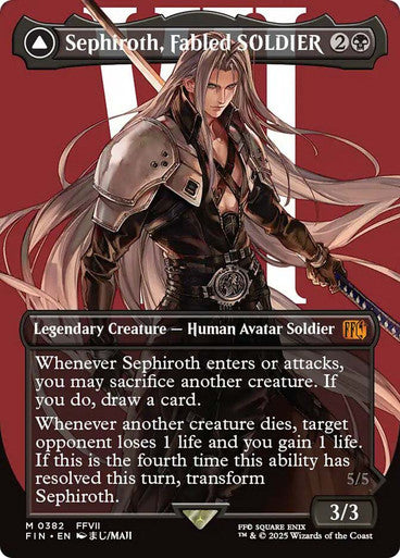 IMPORTABLE DUBAI-Sephiroth, Fabled SOLDIER // Sephiroth, One-Winged Angel (#382) FINAL FANTASY Non-foil Borderless English Magic: The Gathering