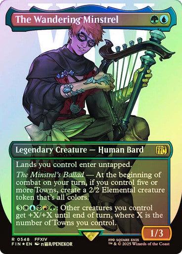 IMPORTABLE DUBAI-The Wandering Minstrel (Borderless) (Surge Foil) FINAL FANTASY - Alternate Foil Variants Magic: The Gathering English Foil