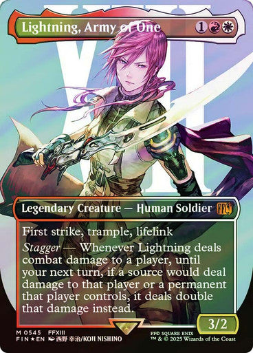 IMPORTABLE DUBAI-Lightning, Army of One (Borderless) (Surge Foil) FINAL FANTASY - Alternate Foil Variants Magic: The Gathering English Foil