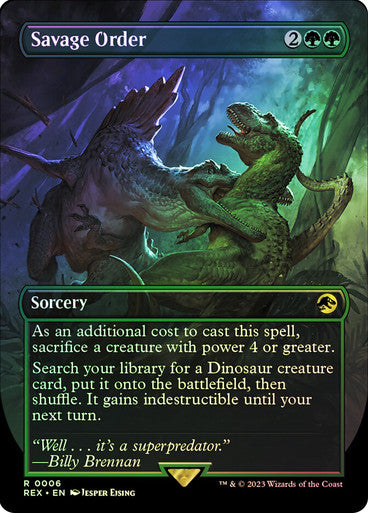 IMPORTABLE DUBAI-Savage Order (Borderless) Jurassic World Collection Magic: The Gathering English Foil