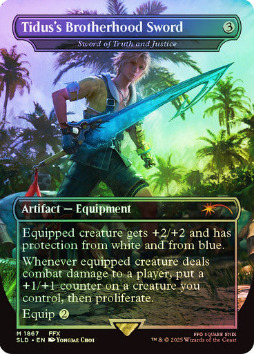 IMPORTABLE DUBAI-Sword of Truth and Justice (Tidus's Brotherhood Sword) (FINAL FANTASY) (Secret Lair) (#1867) (Borderless) Secret Lair Magic: The Gathering English Foil