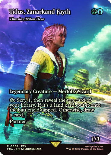 IMPORTABLE DUBAI-Thrasios, Triton Hero (Tidus, Zanarkand Fayth) (Borderless) FINAL FANTASY Through the Ages Magic: The Gathering English Foil