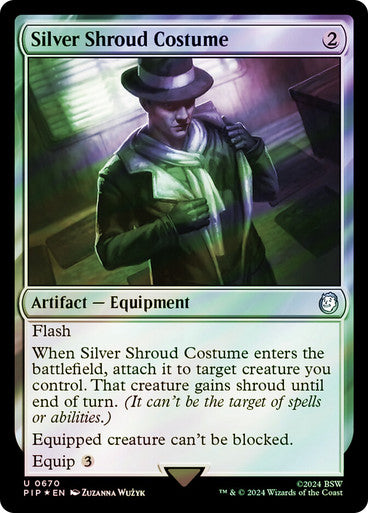 IMPORTABLE DUBAI-Silver Shroud Costume (Surge Foil) Fallout Commander - Alternate Foil Magic: The Gathering English Foil