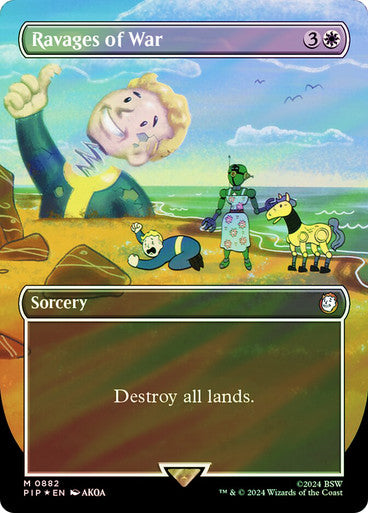 IMPORTABLE DUBAI-Ravages of War (Borderless) (Surge Foil) Fallout Commander - Alternate Foil Variants Magic: The Gathering English Foil