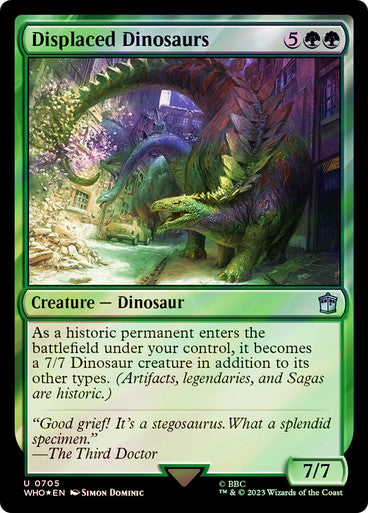 IMPORTABLE DUBAI-Displaced Dinosaurs (Surge Foil) Doctor Who Commander - Alternate Foil Magic: The Gathering English Foil
