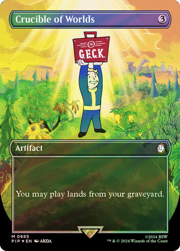 IMPORTABLE DUBAI-Crucible of Worlds (Borderless) (Surge Foil) Fallout Commander - Alternate Foil Variants Magic: The Gathering English Foil