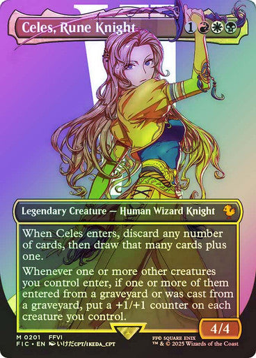 IMPORTABLE DUBAI-Celes, Rune Knight (#201) (Borderless) FINAL FANTASY Commander - Variants Magic: The Gathering English Foil
