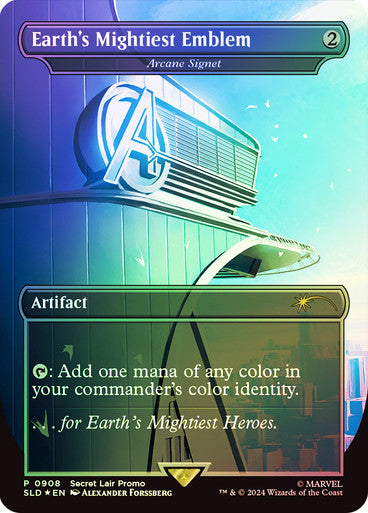 IMPORTABLE DUBAI-Arcane Signet (Earth's Mightiest Emblem) (Marvel) (Secret Lair) (#908) (Borderless) Secret Lair Magic: The Gathering English Foil