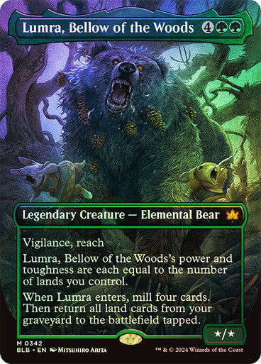 IMPORTABLE DUBAI-Lumra, Bellow of the Woods (#342) (Borderless) Bloomburrow - Variants Magic: The Gathering English Foil