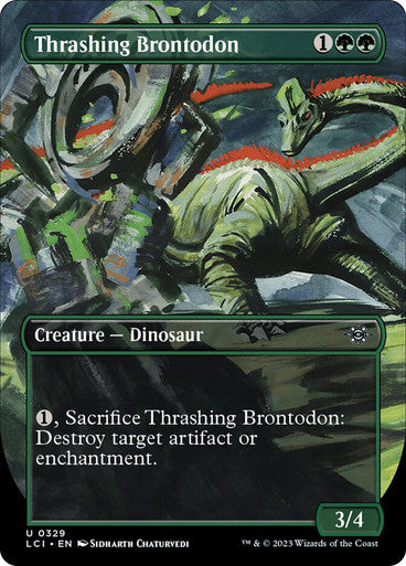 ORIGINAL-Thrashing Brontodon (Borderless) The Lost Caverns of Ixalan - Variants Magic: The Gathering English Non-foil