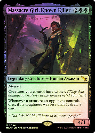 IMPORTABLE DUBAI-Massacre Girl, Known Killer Murders at Karlov Manor Magic: The Gathering English Foil
