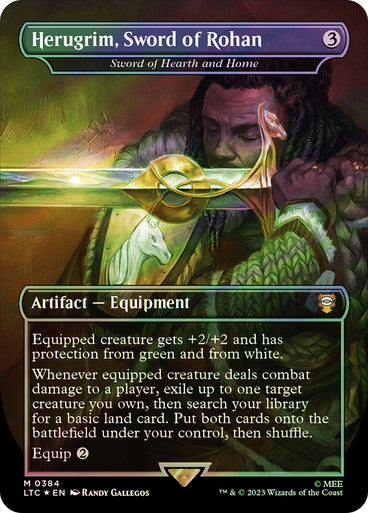 IMPORTABLE DUBAI-Sword of Hearth and Home (Herugrim, Sword of Rohan) (Borderless) (Surge Foil) The Lord of the Rings Commander - Alternate Foil Magic: The Gathering English Foil