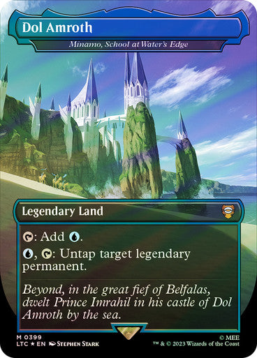 IMPORTABLE DUBAI-Minamo, School at Water's Edge (Dol Amroth) (Borderless) (Surge Foil) The Lord of the Rings Commander - Alternate Foil Magic: The Gathering English Foil