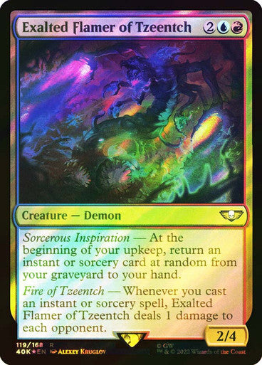 IMPORTABLE DUBAI-Exalted Flamer of Tzeentch (Surge Foil) Warhammer 40,000 Commander - Surge Foil Magic: The Gathering English Foil