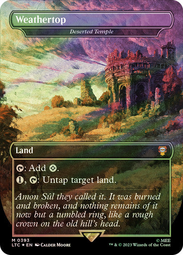 IMPORTABLE DUBAI-Deserted Temple (Weathertop) (Borderless) (Surge Foil) The Lord of the Rings Commander - Alternate Foil Magic: The Gathering English Foil