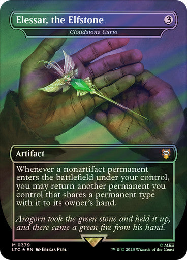 IMPORTABLE DUBAI-Cloudstone Curio (Elessar, the Elfstone) (Borderless) (Surge Foil) The Lord of the Rings Commander - Alternate Foil Magic: The Gathering English Foil