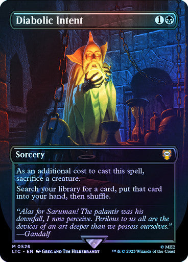 IMPORTABLE DUBAI-Diabolic Intent (Borderless) (Silver Foil) The Lord of the Rings Commander - Alternate Foil Magic: The Gathering English Foil
