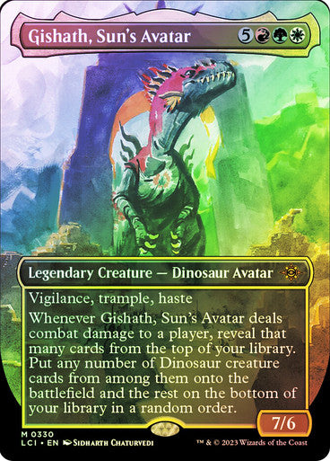IMPORTABLE DUBAI-Gishath, Sun's Avatar (Borderless) The Lost Caverns of Ixalan - Variants Magic: The Gathering English Foil