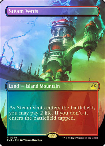 IMPORTABLE DUBAI-Steam Vents (Borderless) Ravnica Remastered - Variants Magic: The Gathering English Foil