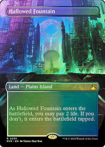 IMPORTABLE DUBAI-Hallowed Fountain (Borderless) Ravnica Remastered - Variants Magic: The Gathering English Foil