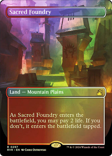 IMPORTABLE DUBAI-Sacred Foundry (Borderless) Ravnica Remastered - Variants Magic: The Gathering English Foil