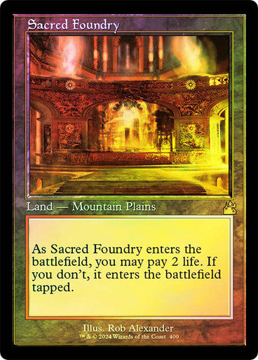 IMPORTABLE DUBAI-Sacred Foundry (Retro Frame) Ravnica Remastered - Retro Frame Magic: The Gathering English Foil