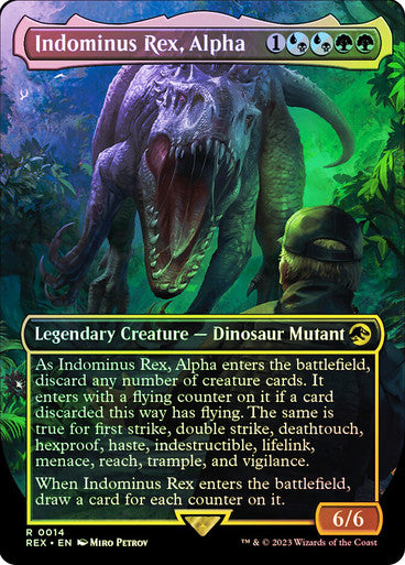 IMPORTABLE DUBAI-Indominus Rex, Alpha (Borderless) Jurassic World Collection Magic: The Gathering English Foil