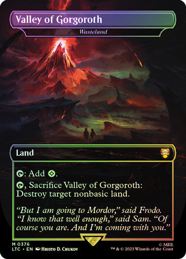 IMPORTABLE DUBAI-Wasteland (Valley of Gorgoroth) (Borderless) The Lord of the Rings Commander - Variants Magic: The Gathering English Foil