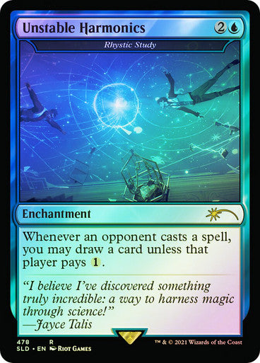 IMPORTABLE DUBAI-Rhystic Study (Unstable Harmonics) (Arcane) (Secret Lair) Secret Lair Magic: The Gathering English Foil