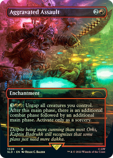 IMPORTABLE DUBAI-Aggravated Assault (Warhammer 40,000) (Secret Lair) (#1026) (Borderless) Secret Lair Magic: The Gathering English Foil