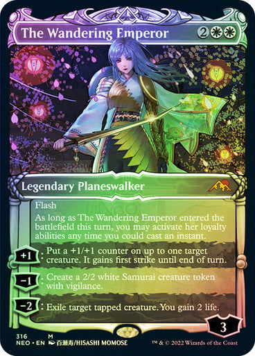 IMPORTABLE DUBAI-The Wandering Emperor (Showcase) Kamigawa: Neon Dynasty - Variants Magic: The Gathering English Foil