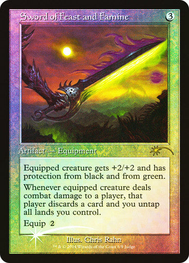 IMPORTABLE DUBAI-Sword of Feast and Famine (Judge) Promo Foil Retro English Magic: The Gathering