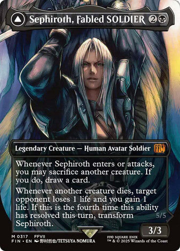 IMPORTABLE DUBAI-Sephiroth, Fabled SOLDIER // Sephiroth, One-Winged Angel (#317) FINAL FANTASY Non-foil Borderless English Magic: The Gathering