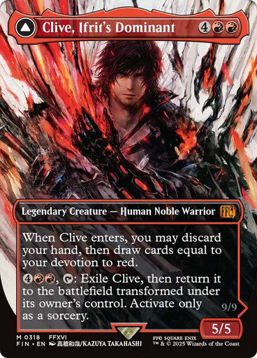 IMPORTABLE DUBAI-Clive, Ifrit's Dominant // Ifrit, Warden of Inferno (#318) FINAL FANTASY Non-foil Borderless English Magic: The Gathering