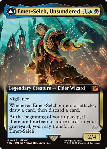 IMPORTABLE DUBAI-Emet-Selch, Unsundered // Hades, Sorcerer of Eld (#483) FINAL FANTASY Non-foil Extended Art English Magic: The Gathering