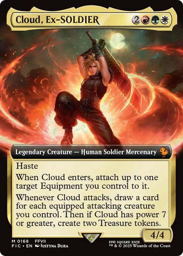 IMPORTABLE DUBAI-Cloud, Ex-SOLDIER (#168) FINAL FANTASY Commander Non-foil Extended Art English Magic: The Gathering