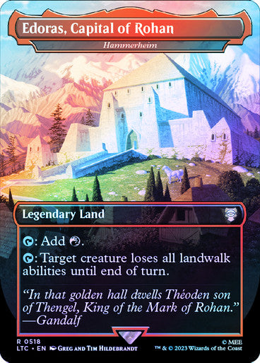 IMPORTABLE DUBAI-Hammerheim (Edoras, Capital of Rohan) (Borderless) (Silver Foil) The Lord of the Rings Commander - Alternate Foil Magic: The Gathering English Foil
