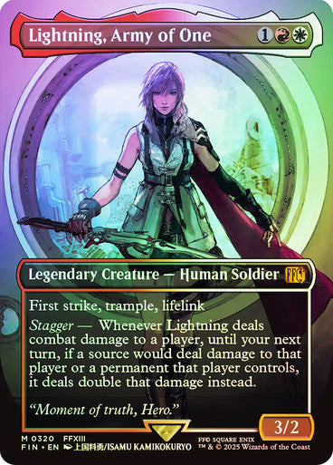 IMPORTABLE DUBAI-Lightning, Army of One (#320) (Borderless) FINAL FANTASY - Variants Magic: The Gathering English Foil