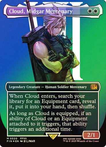 IMPORTABLE DUBAI-Cloud, Midgar Mercenary (Borderless) (Surge Foil) FINAL FANTASY - Alternate Foil Variants Magic: The Gathering English Foil