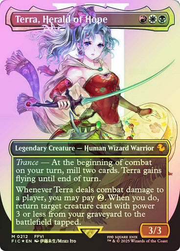 IMPORTABLE DUBAI-Terra, Herald of Hope (Borderless) (Surge Foil) FINAL FANTASY Commander - Alternate Foil Variants Magic: The Gathering Japanese Foil