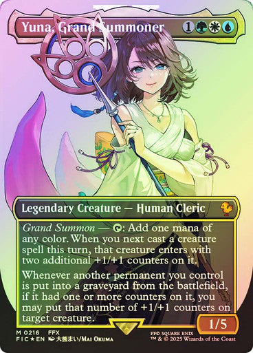 IMPORTABLE DUBAI-Yuna, Grand Summoner (Borderless) (Surge Foil) FINAL FANTASY Commander - Alternate Foil Variants Magic: The Gathering English Foil