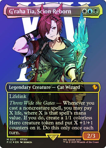 IMPORTABLE DUBAI-G'raha Tia, Scion Reborn (Borderless) (Surge Foil) FINAL FANTASY Commander - Alternate Foil Variants Magic: The Gathering English Foil