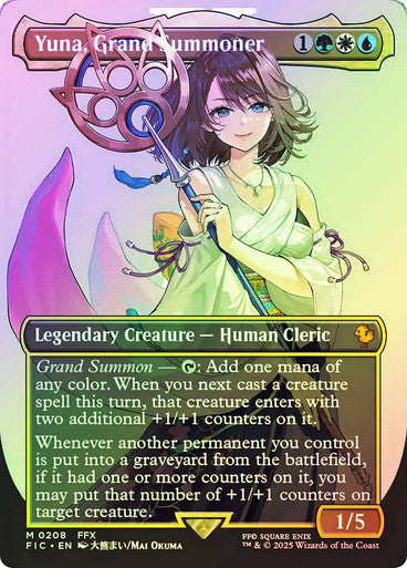 IMPORTABLE DUBAI-Yuna, Grand Summoner (#208) (Borderless) FINAL FANTASY Commander - Variants Magic: The Gathering English Foil